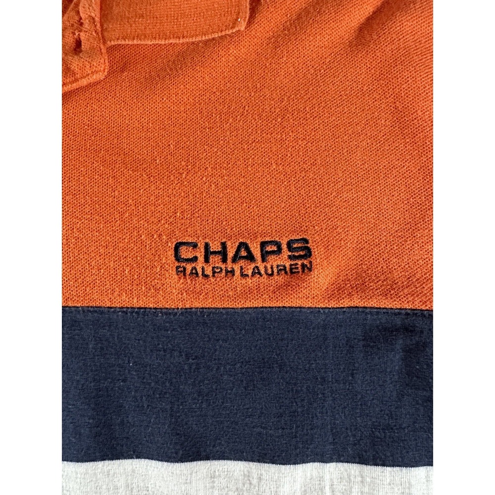 Ralph Lauren Chaps Polo Shirt Adult Extra Extra Large Orange Spellout Line Mens - Picture 4 of 10